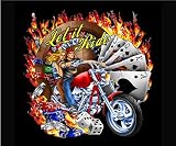Simran SB-149 Swigs Biker Design 50 x 60 Inch Full Color Polar Fleece Blanket