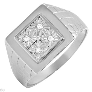Nice Brand New Gents Ring With Genuine Diamonds in White Gold
