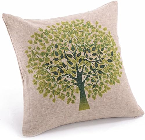 Magicboxes Home Decorative Cotton Linen Square Pillowcase Green Tree Pattern Throw Pillow Shams Cushion Cover 18" x 18"