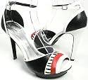 Black Red White Stiletto Peep Toe Platform Sandal