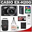 Casio Exilim EX-H20G 14.1 MP Digital Camera with Hybrid GPS (Black) with 8GB Card + Battery + Case + Accessory Kit