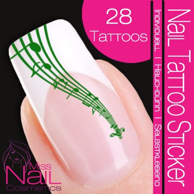 Nail Tattoo Sticker Musik / Noten - gr&uuml;n Preisvergleich