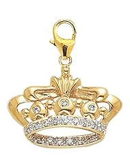 14K Yellow Gold Diamond Crown Charm