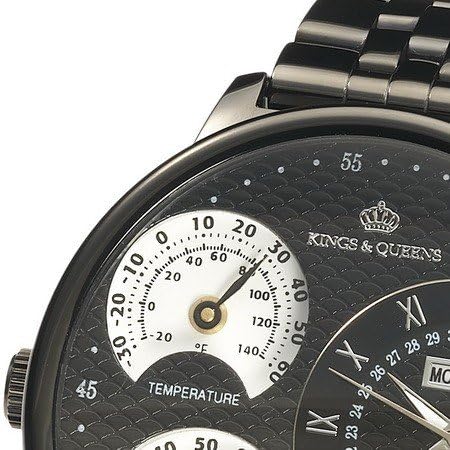 Kings and Queens KQ4008 Mens Automatic Mechanical Watch Large Face 55mm All Black Stainless Steel Bracelet German Design Limited Edition
