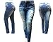 Jack David Womens Plus Size Distressed Ripped Destroy Blue Denim Jeans Skinny Bootcut Pants