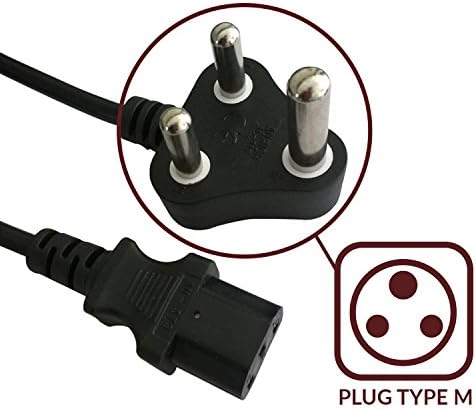 Volt Connect SACEIC South Africa/India Type M Output to IEC-320 C13 Input, 6'/1.8m PC Power Cord