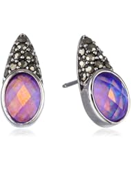Judith Jack "Tropical Breeze" Sterling Silver Marcasite Purple Opal Stud Earrings