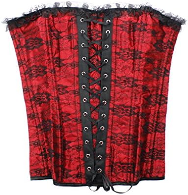 Jingtai Women's Corset Waist Top G-String Red S