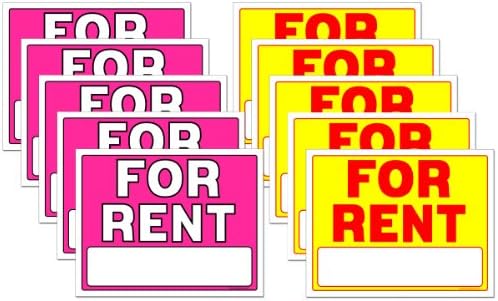 For Rent Sign (Pack of 10, 2 Colors)