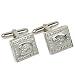 Mens Accessory Silver Cufflinks Zircon Gemstone (cflng263)