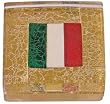 Murano Glass Paperweight, 24K Gold, Embedded Italian Flag, Gift Boxed