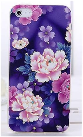 EVTECH(TM) 3D TPU Embossed Series Rose Handmade Crystal Rhinestone Heart Diamond Bling Cover Soft Faceplate Case for Iphone 5 5S At&amp;t Verizon T-Mobile &amp; Sprint(100% Handcrafted)