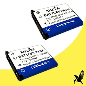 Two Halcyon 1200 mAH Lithium Ion Replacement Battery for Kodak Easyshare M583 14 MP Digital Camera and Kodak KLIC-7006