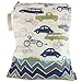 Logan + Lenora Classic Wet Bag - Medium Cloth Diaper Wet Bag - Beach, Pool, Gym Bag for Swimsuits or Wet Clothes - Made in USA -Waterproof (ZOOM Cars)