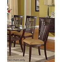 Set of 2 Dining Chairs - Cherry and Beige Finish