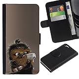 PU Ledergeldbörse Schutzhülle Handyhülle Leather Wallet Case for Apple Iphone 5 / 5S // Nette Wookie Chewie Star War // CooleCell
