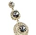Qise Luxury Inlaid Rhinestone and Glass Dangle Earring (Black)