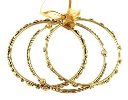 Bracelet - B239 - 3 pc Indian Style Bangle Set (70mm) ~ Antique Gold Tone