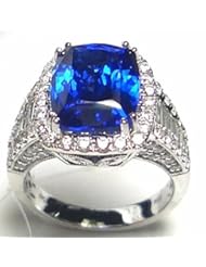 18K White Gold Tanzanite and Diamond Ring -- LIFETIME WARRANTY