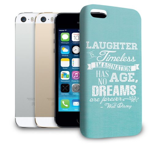 Phone Case For Apple iPhone 5S – Aqua Laughter is Timeless Walt Disney Quote Protective Cover Phone Case For Apple iPhone 5S – Aqua Laughter is Timeless Walt Disney Quote Protective Cover