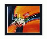 Art Reproduction Oil Painting - Abstract: Color Stack I with New Age Wood Frame - Black Finish - 24.75 X 28.75 - Hand Painted Framed Canvas Art