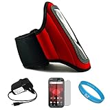 Red Moisture Resistant Protective Neoprene Exercise Workout Armband with Ad ....