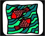 Mouse Pad with Two, swimming, red, fish, pisces, pair