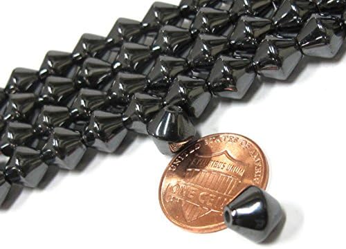 10 BEADS - Bicone shape 8 mm size Magnetic Hematite gemstone Beads - GM406