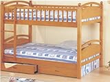 Twin and Twin Convertible Wood Bunk Bed with Drawers in Honey Pine Finish # ....