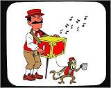Decorated Mouse Pad with grinder, organ, monkey, performer, music, street