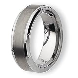 Rounded Edge Brushed & Polished Tungsten Carbide Ring (8.0 mm) - Sizes 7-13
