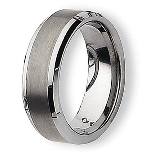 Rounded Edge Brushed & Polished Tungsten Carbide Ring (8.0 mm) - Sizes 7-13