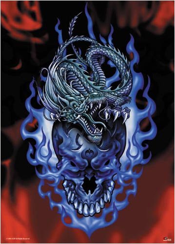 Buy Guardians of Paradise : Skull Dragon Wrap Fabric Wall Scroll