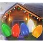 Set Of 25 Ceramic Multi-Color C9 Christmas Lights Green Wire 25' #ES76-970