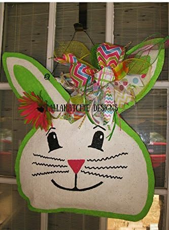Burlap Easter Bunny Door Hanger Easter Door Hanger Spring Burlap Door Hanger