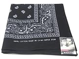 Black Double Side Print Paisley Bandana Scarf, Head Wrap Unisex