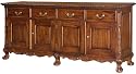Chippendale Four Door Buffet Antique Reproduction, Solid Wood, Mahogany
