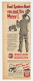 1953 Sinclair Oil Anti-Rust Gasoline Farmer Print Ad (11946)
