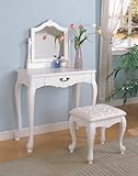 All new item White finish wood 3 pc bedroom make up vanity table set