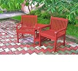 Outdoor Conversation Double Patio Chair with Table : Red