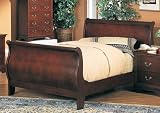 Full Size Sleigh Bed Louis Philippe Style in Rich Cherry Finish