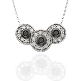14k White Gold Black and White Diamond Pendant (1/2 cttw, J-K Color, I2-I3 Clarity), 18