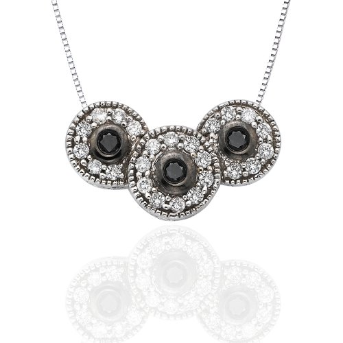 14k White Gold Black and White Diamond Pendant (1/2 cttw, J-K Color, I2-I3 Clarity), 18