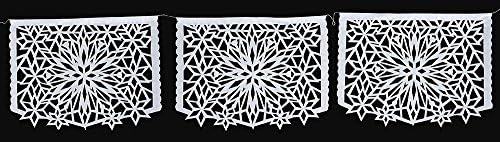 Frozen Inspired Snowflake Mexican Handmade Papel Picado Banner 10 panels (15 feet Long) Design as Pictured Perfect for Weddings, Birthdays, Christmas Parties, Etc.