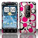 HTC EVO 3D Accessory - Colorful Pink Bubbles Protective Hard Case Cover Des ....