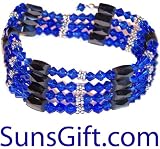 Magnetic Hematite Bracelet Necklace Crystals Blue 32'in