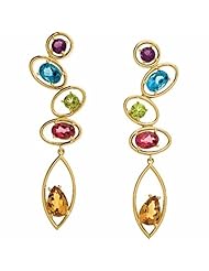 14K Yellow Gold Multi-Gemstone Earrings -- LIFETIME WARRANTY