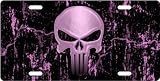 Punisher Skull Pink Custom License Plate Novelty Tag from Redeye Laserworks" "