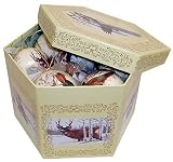 Boxed Set Of 14 Woodland Animal Decoupage Christmas Ornaments
