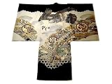 【正絹】 お宮参り着物　（初着・産着）　男児　M1-4　鷹に龍・黒地　　新品仕立上り　★もれなく５大特典付！ 着物 初着